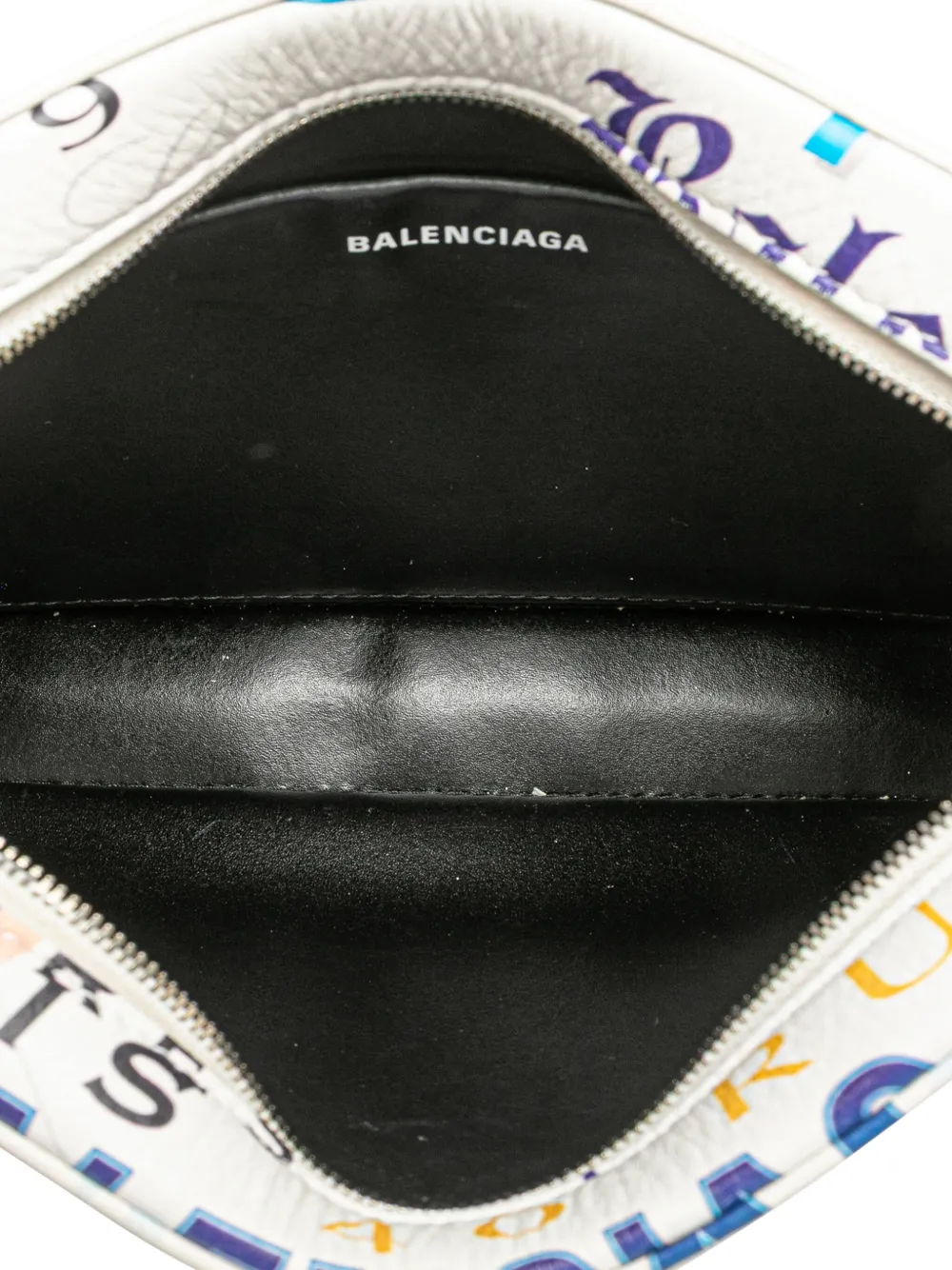 Pre-owned Balenciaga 2000-2025 S Calfskin Logo Print Everyday Camera Bag Crossbody Bag In Multi