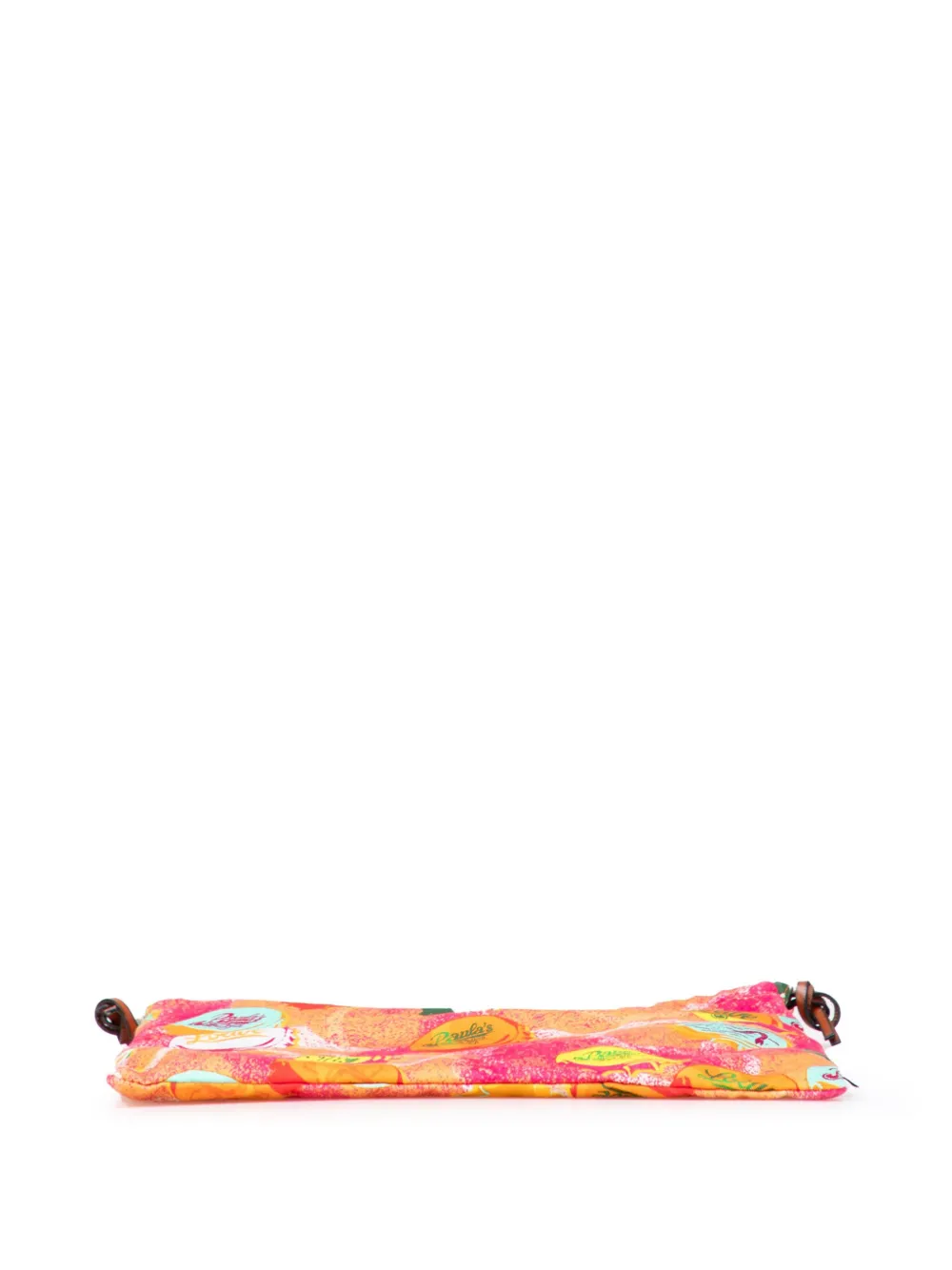 Pre-owned Loewe 2022 Paulas Ibiza Canvas Bottle Cap Print Drawstring Pouch In Orange