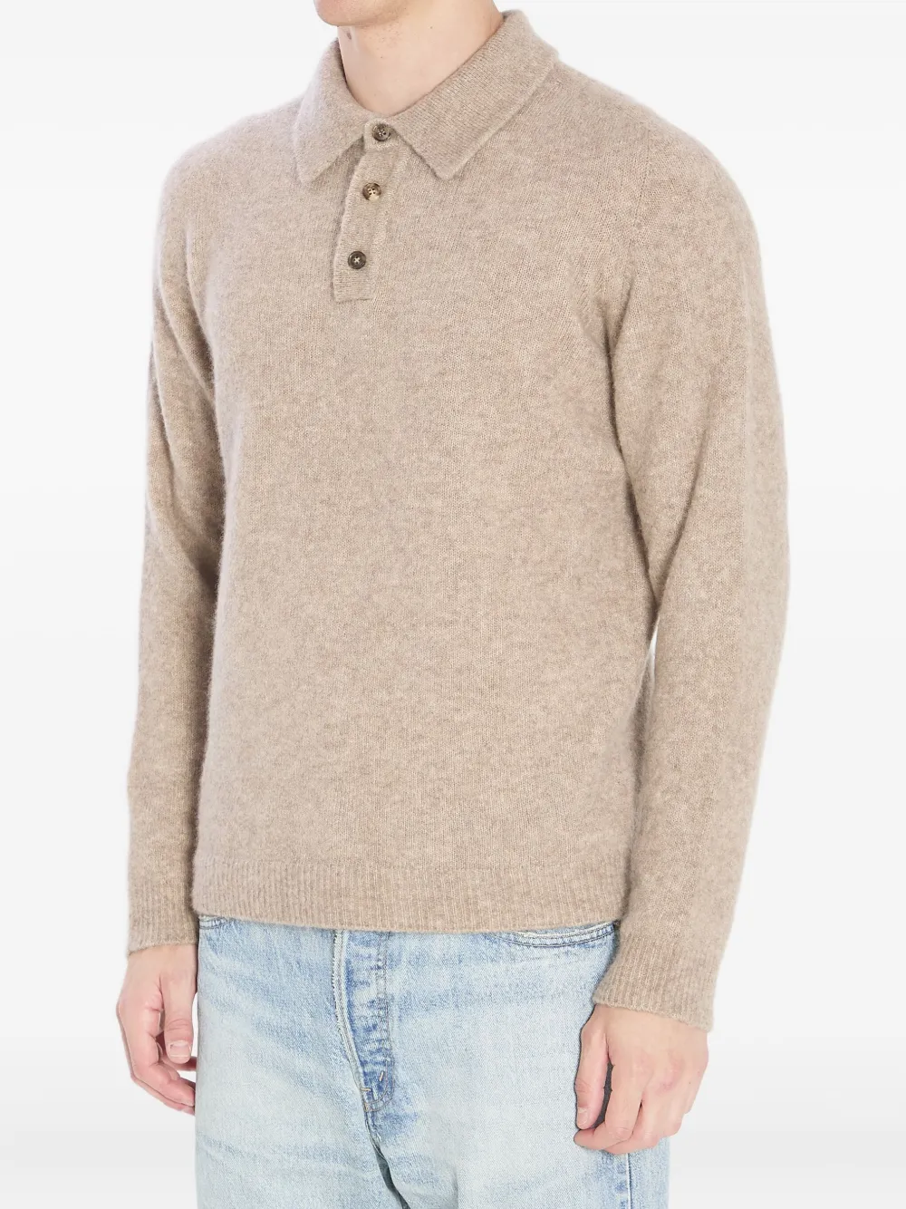 Roberto Collina Poloshirt met lange mouwen Beige