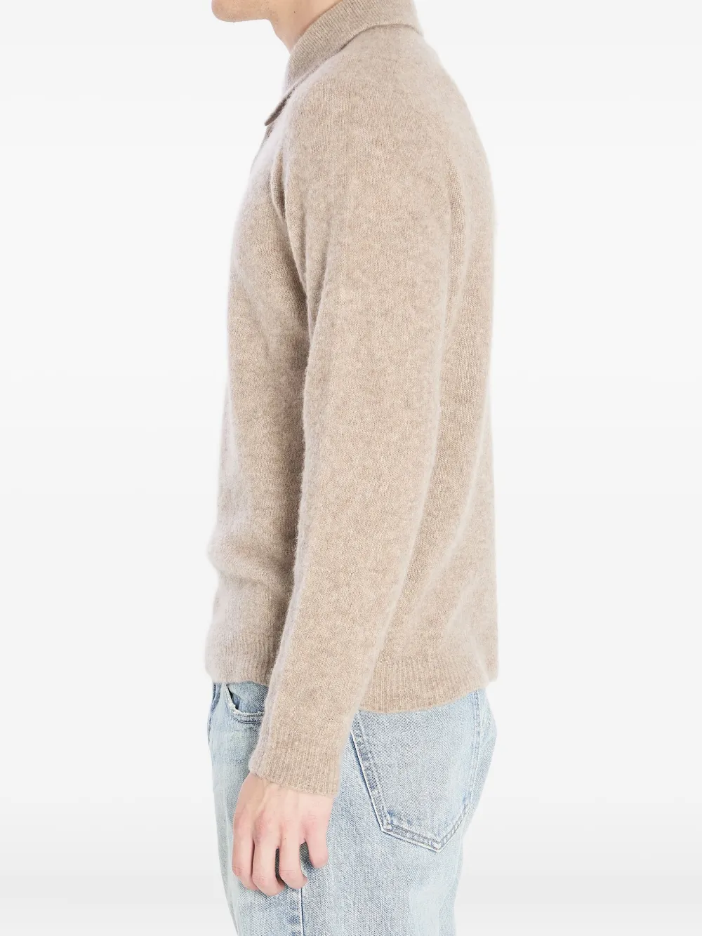 Roberto Collina Poloshirt met lange mouwen Beige