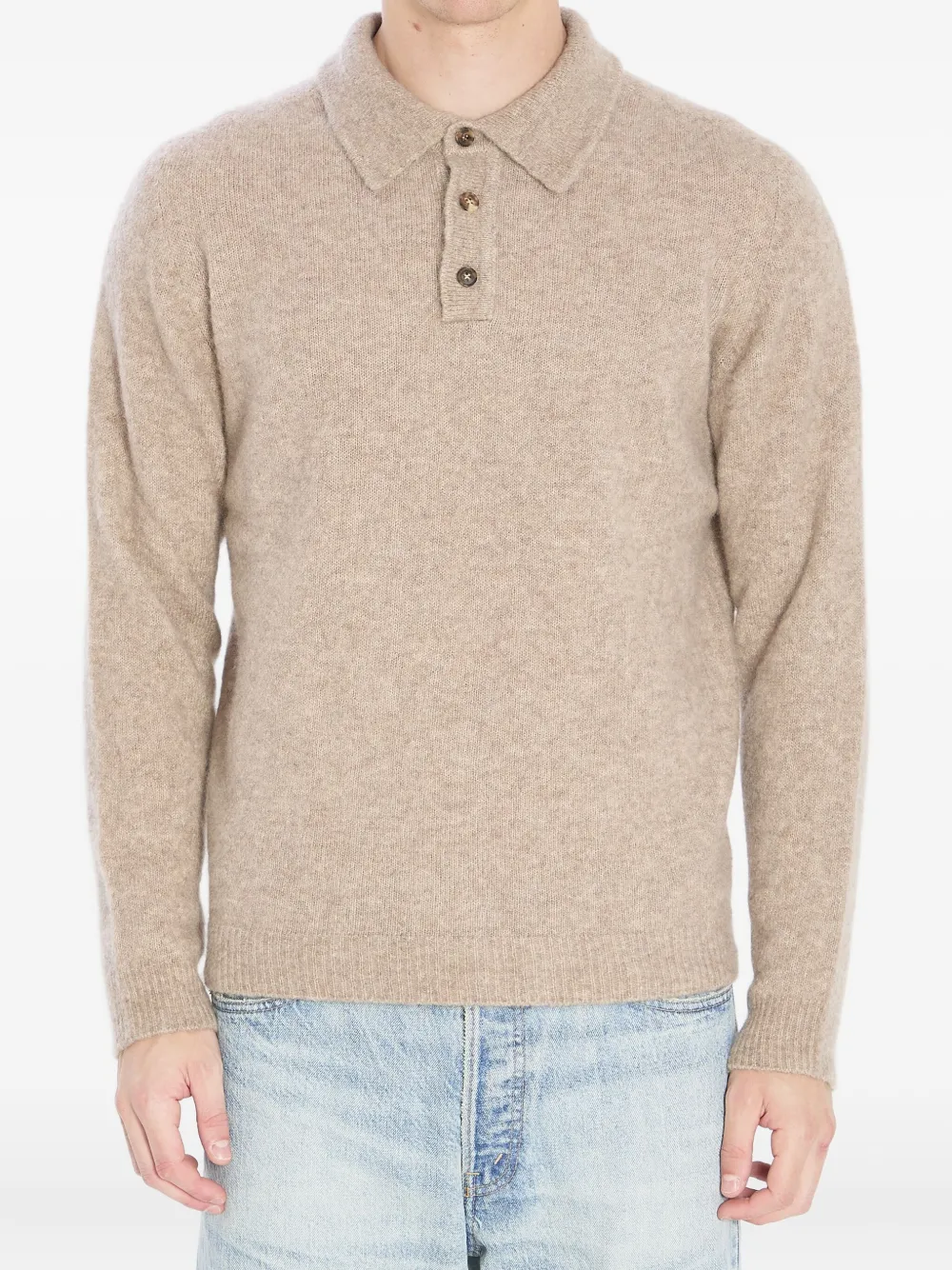 Roberto Collina long-sleeve polo shirt Beige