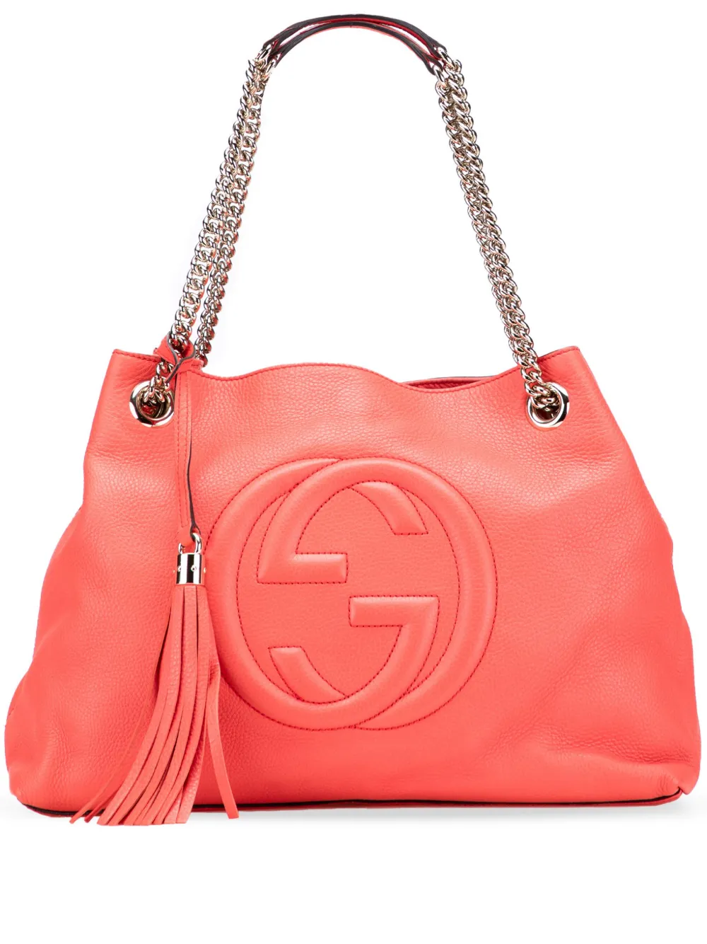 Pre-owned Gucci 2016-2025 Medium Leather Soho Chain Tote Bag In Pink