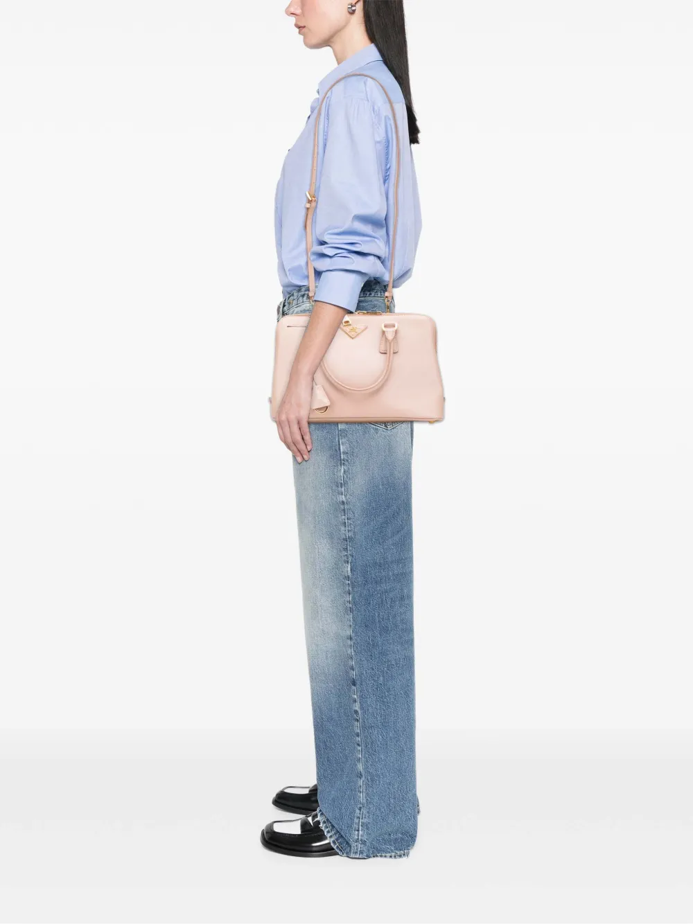 Pre-owned Prada 2013-2025 Medium Saffiano Lux Promenade Satchel In Pink