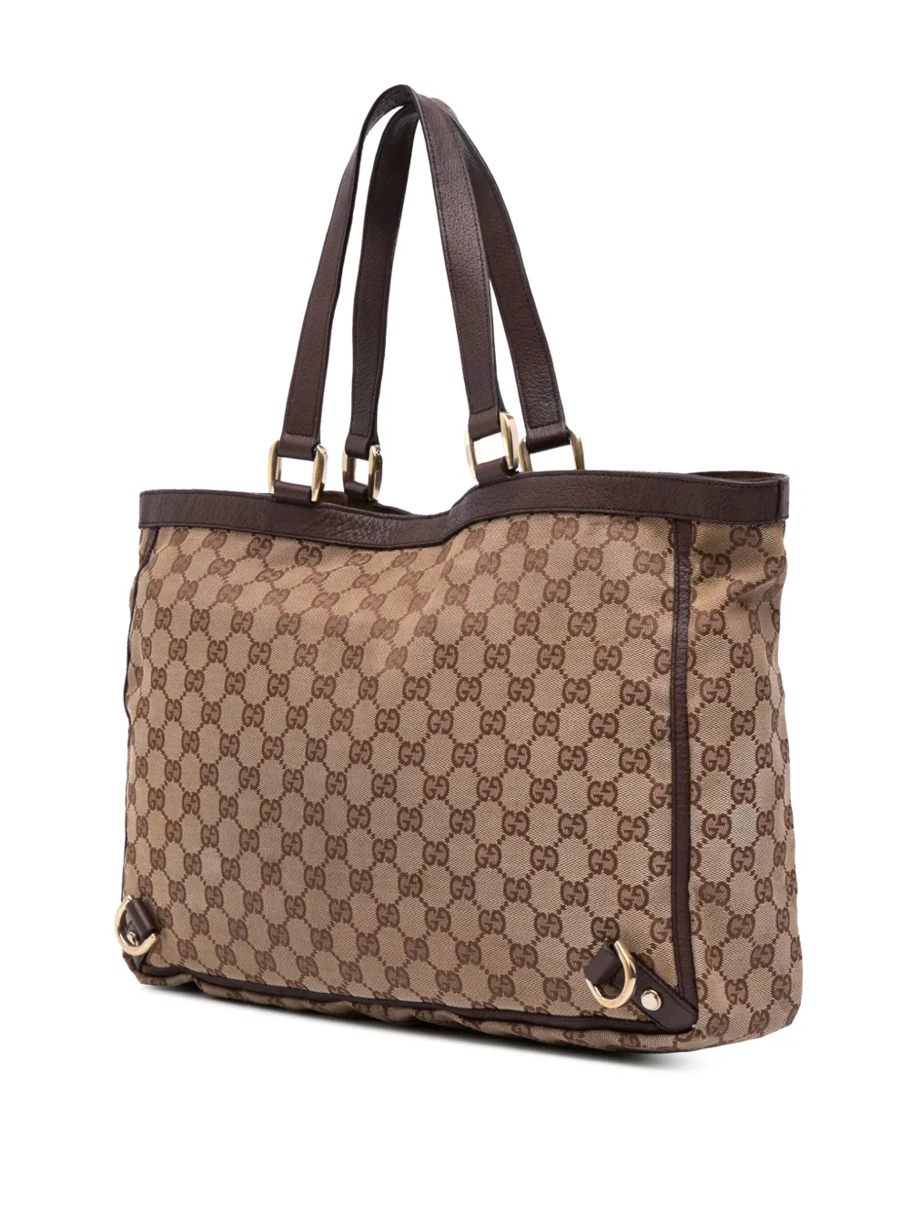 Pre-owned Gucci 2000-2015 Gg Canvas Abbey D Ring Tote Bag In Brown