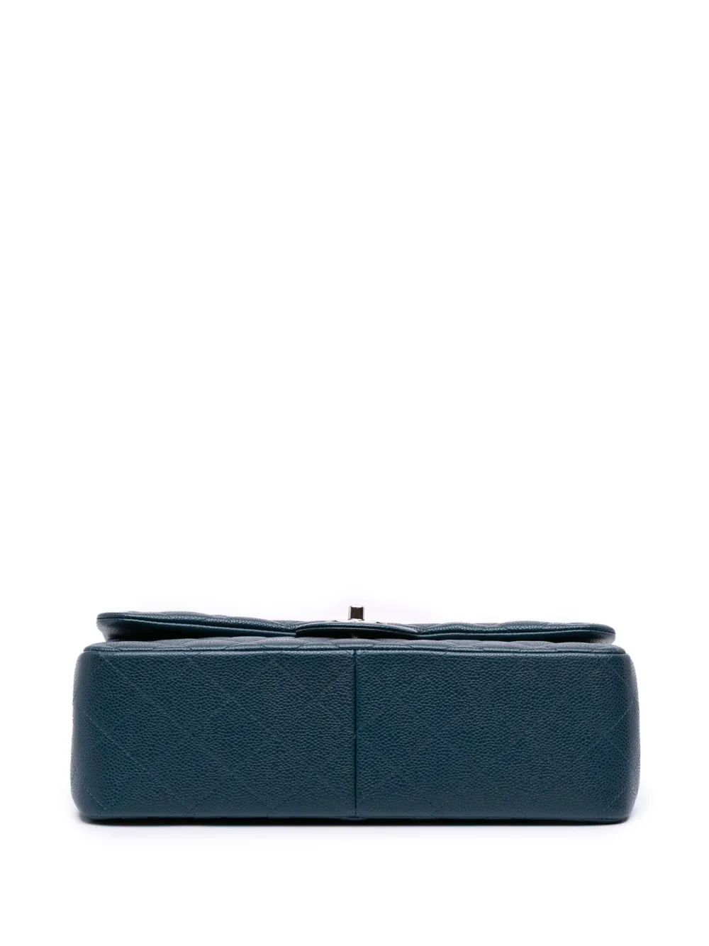 Pre-owned Chanel 2014-2015 Jumbo Classic Iridescent Caviar Double Flap Shoulder Bag In Blue