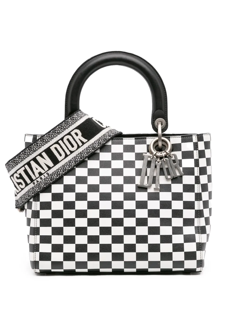 Christian Dior Pre-Owned 2017 Medium Calfskin Checkered Lady Dior Christian Dior Pre-Owned 2017 Medium Calfskin Checkered Lady Dior