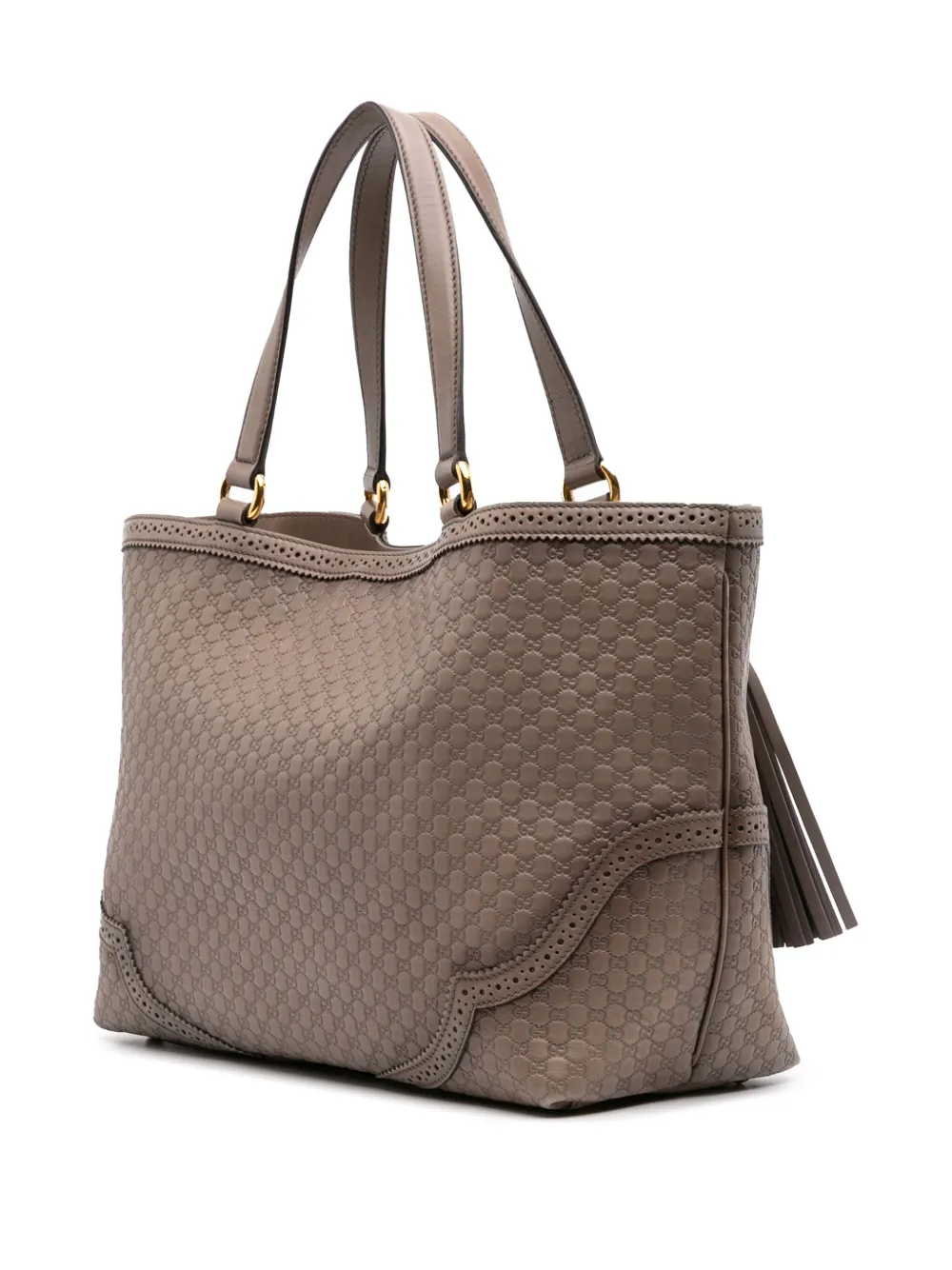 Pre-owned Gucci 2016-2025 Large Microssima Brogue Duilio Tote Bag In Brown