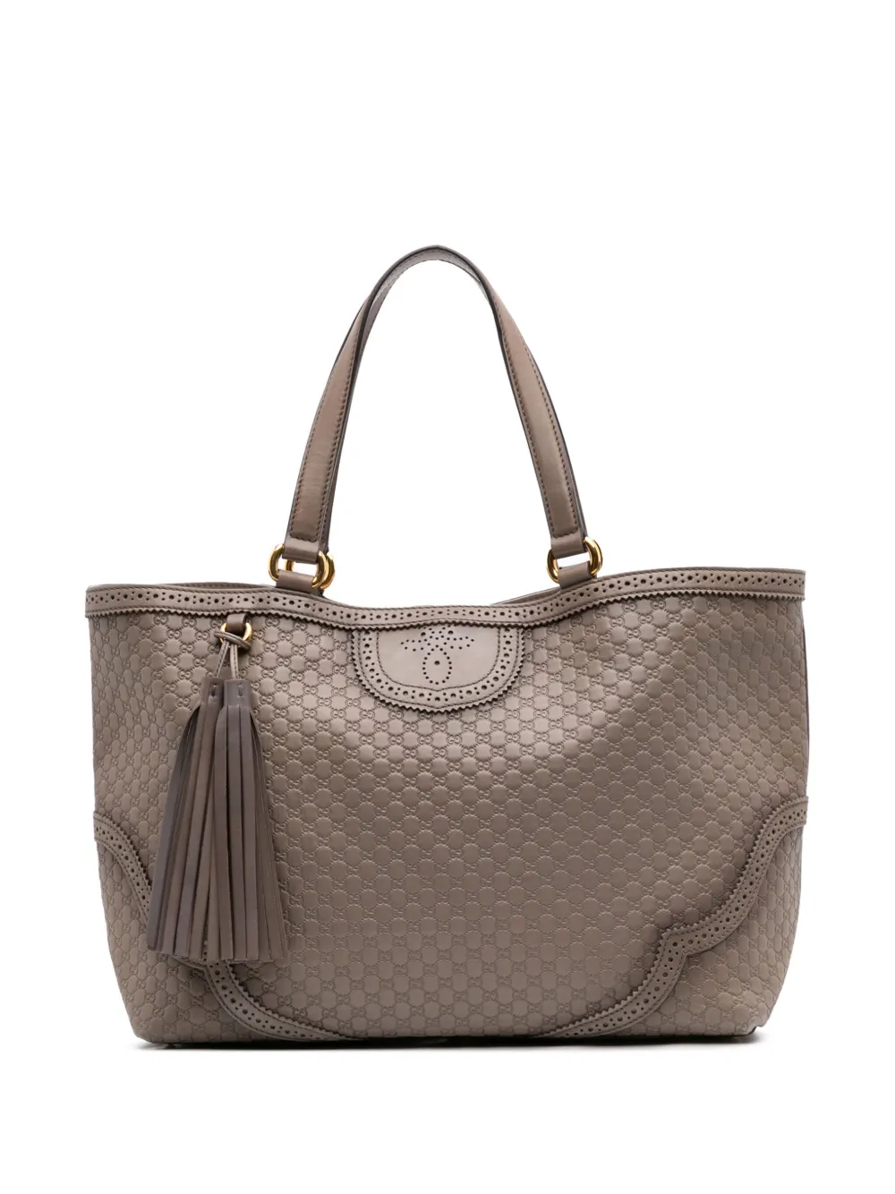 Pre-owned Gucci 2016-2025 Large Microssima Brogue Duilio Tote Bag In Brown