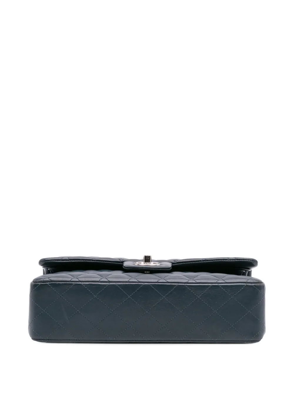 Pre-owned Chanel 2018-2019 Medium Classic Lambskin Double Flap Shoulder Bag In Blue