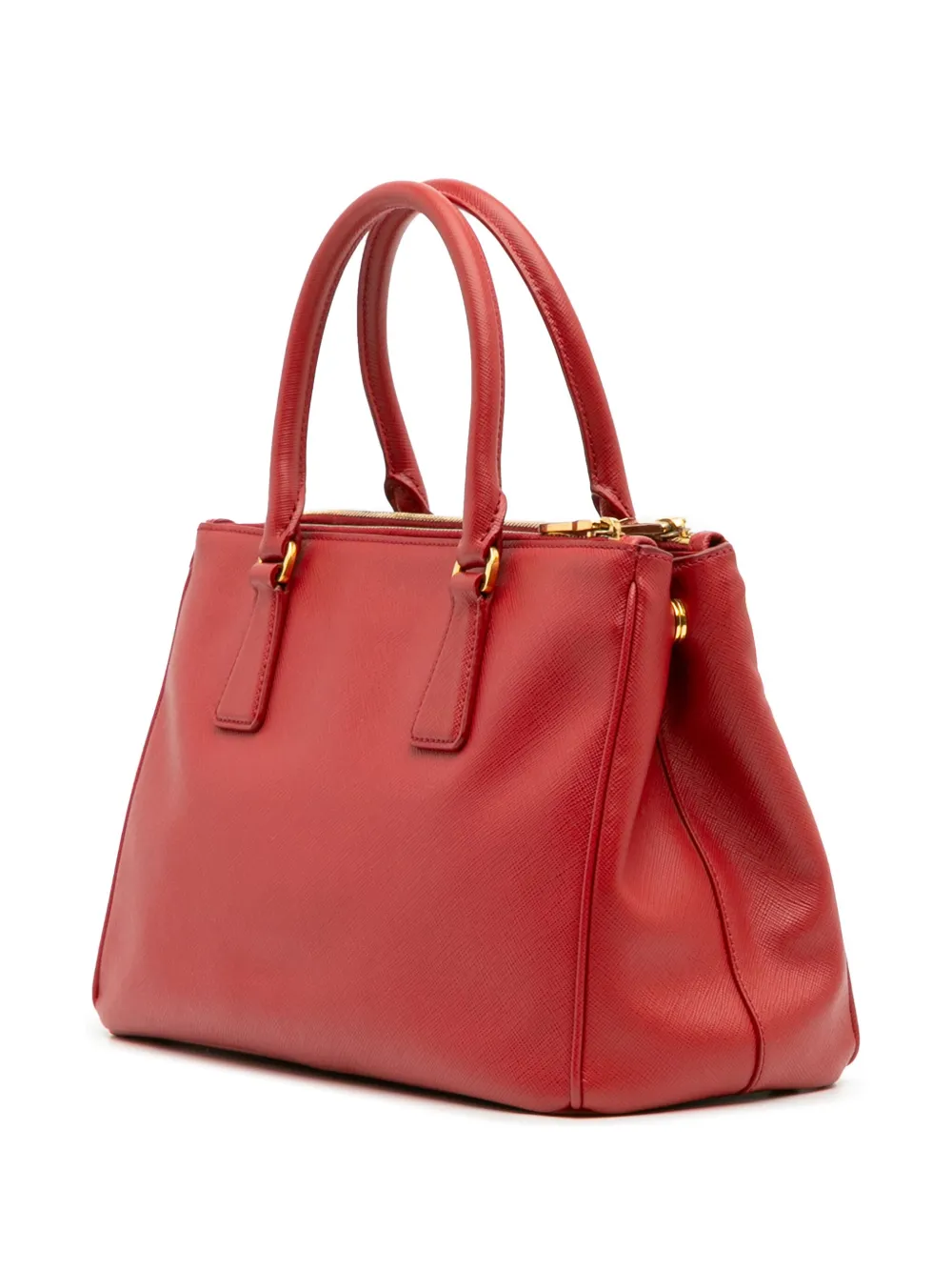 Pre-owned Prada 2010-2025 Small Saffiano Lux Galleria Double Zip Satchel In Red