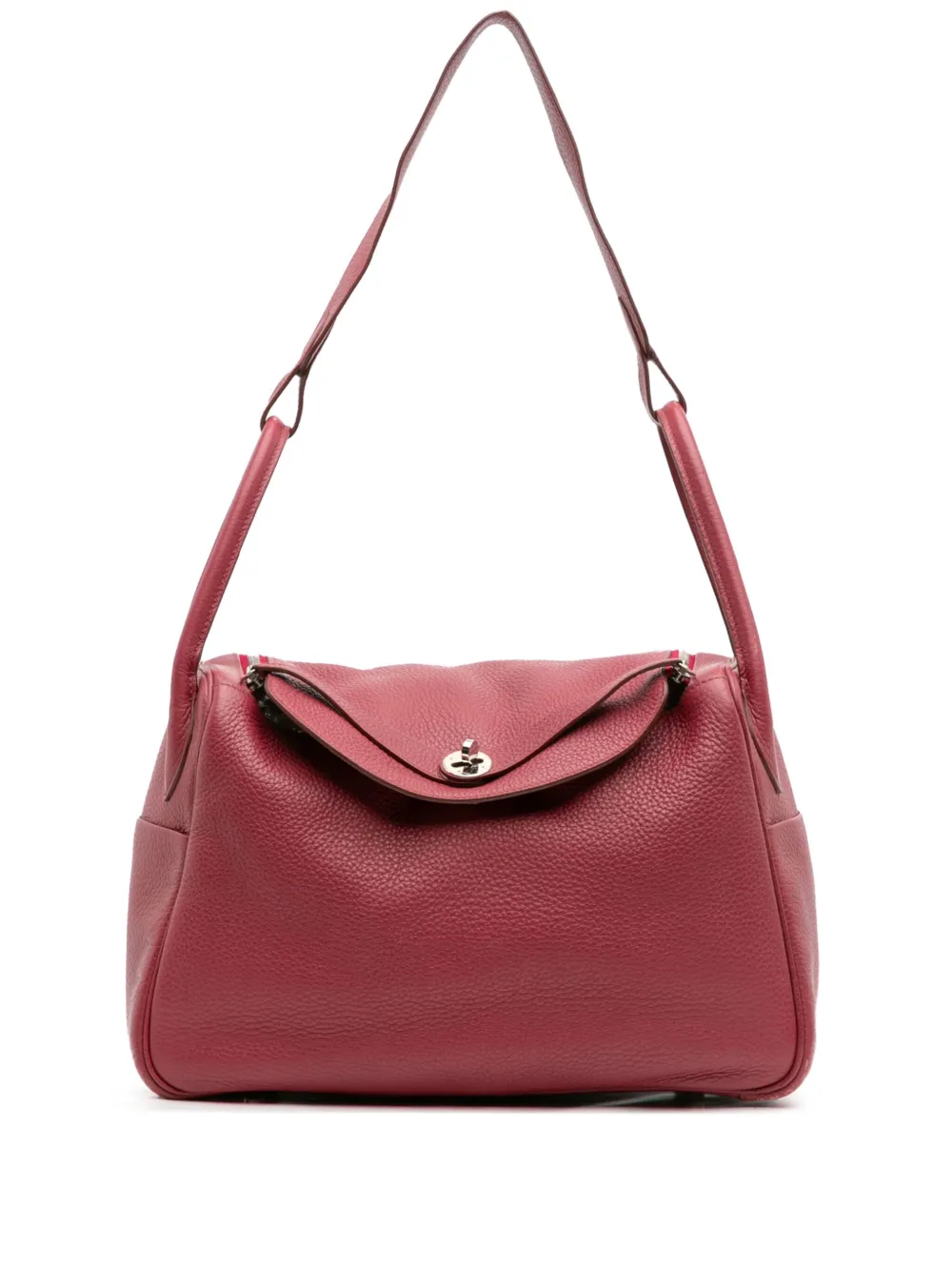 Pre-owned Hermes 2015 Clemence Lindy 34 Satchel In Red