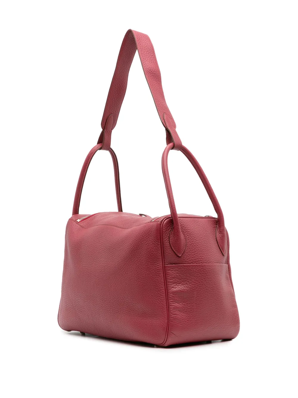 Pre-owned Hermes 2015 Clemence Lindy 34 Satchel In Red