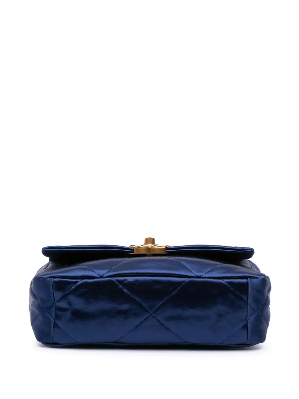 Pre-owned Chanel 2021-2025 Medium Satin 19 Flap Satchel In Blue