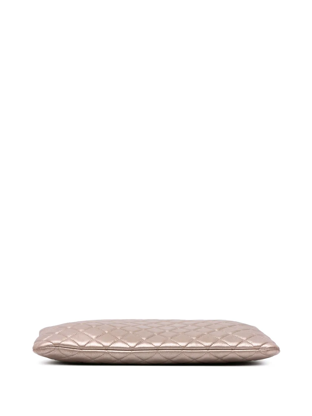 Pre-owned Chanel 2014 Large Quilted Metallic Lambskin O Case Clutch Bag In Gold