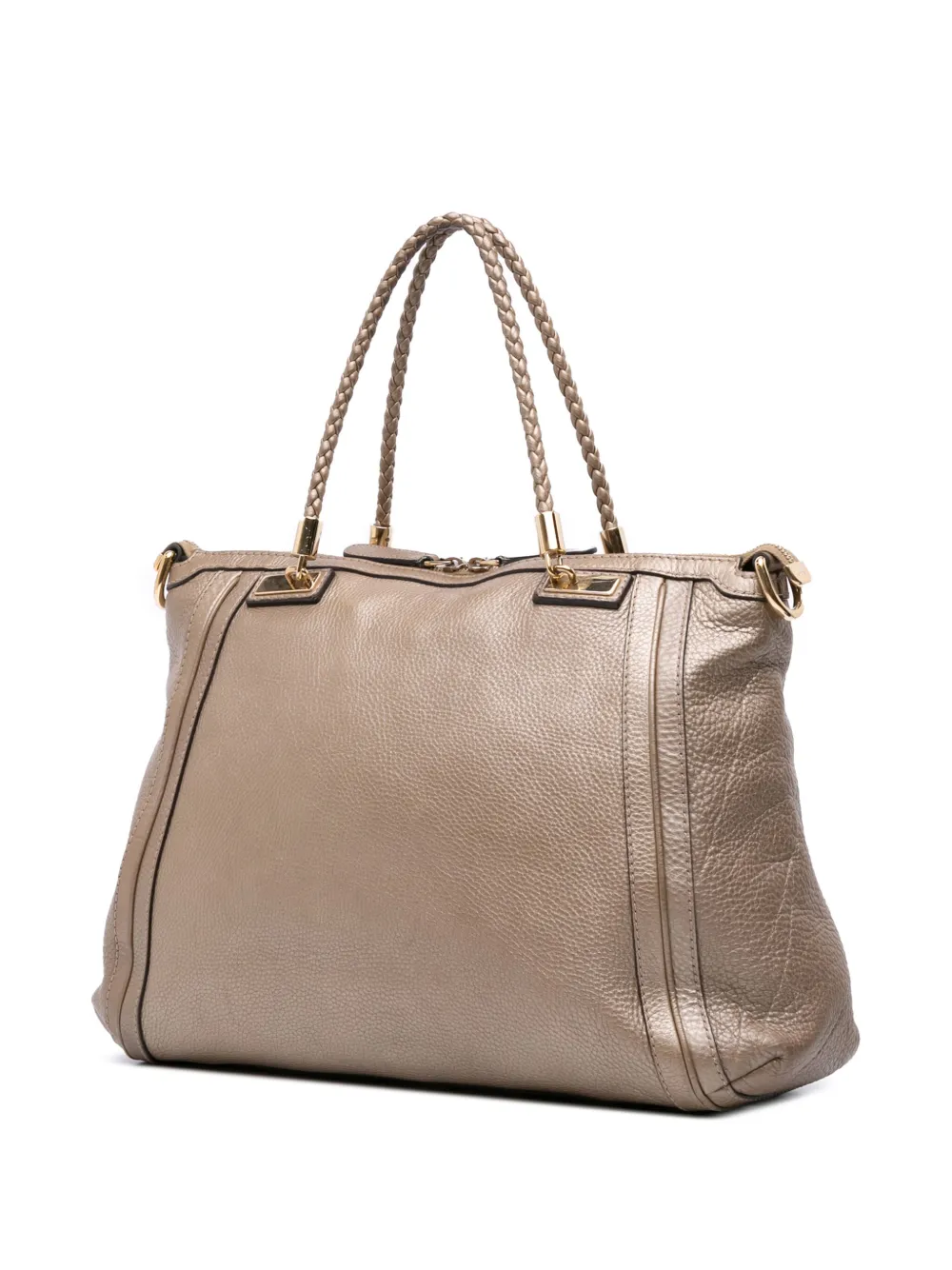 Pre-owned Gucci 2016-2025 Large Leather Bella Tote Satchel In Gold