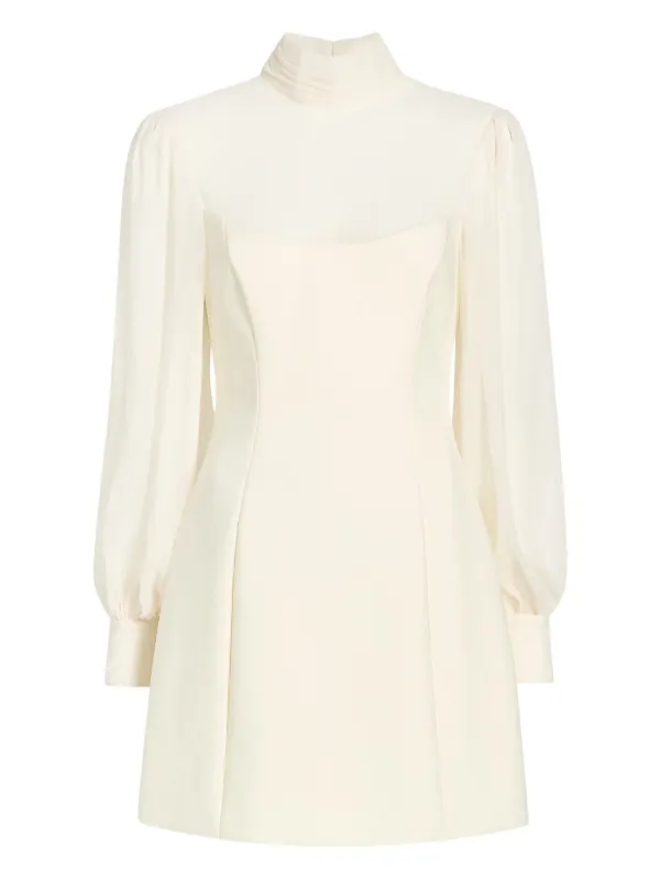 embellished ruffled cowl neck bandeau mini dress in white Shona Joy Asteri High Cowl Neck Mini Dress