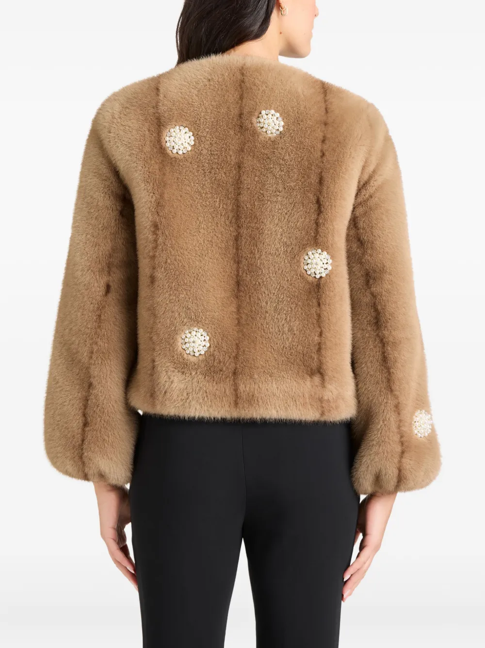 Cinq À Sept Benson Mixed Star Faux Fur Coat In Brown