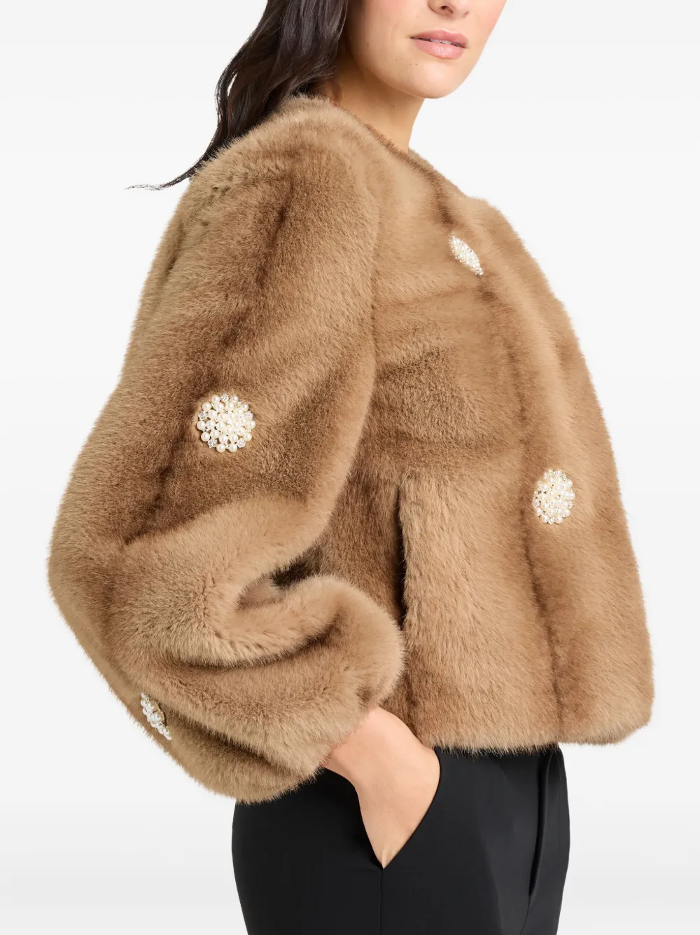 Cinq À Sept Benson Mixed Star Faux Fur Coat In Brown