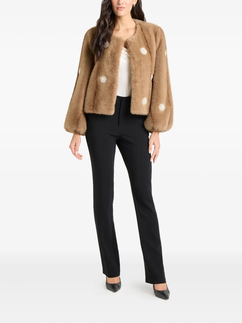 Cinq À Sept Benson Mixed Star Faux Fur Coat In Brown