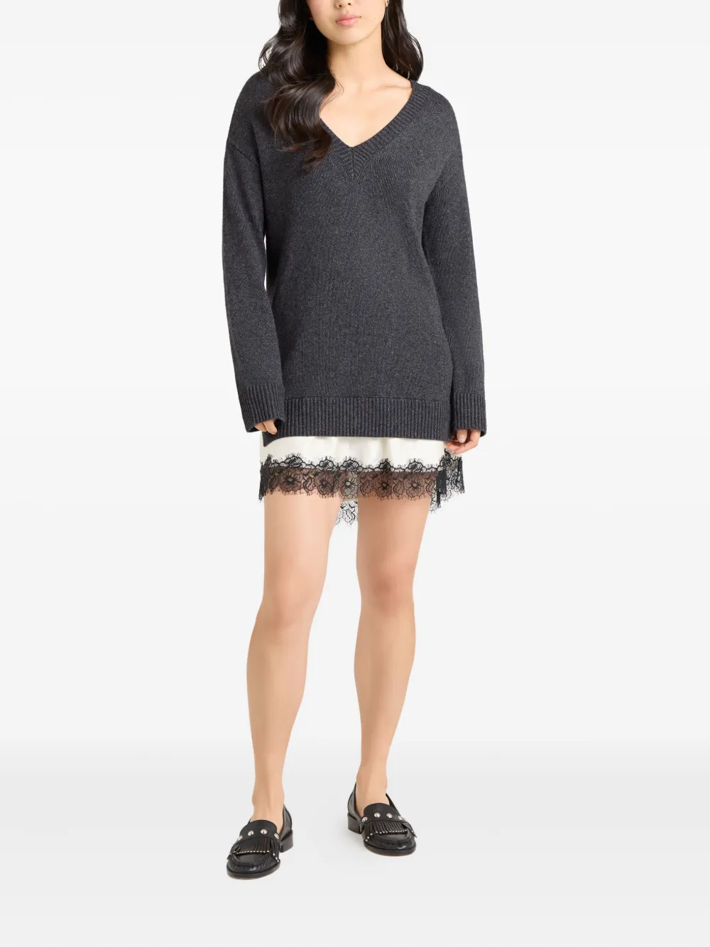 Cinq A Sept Simona lace-trim dress - Grijs