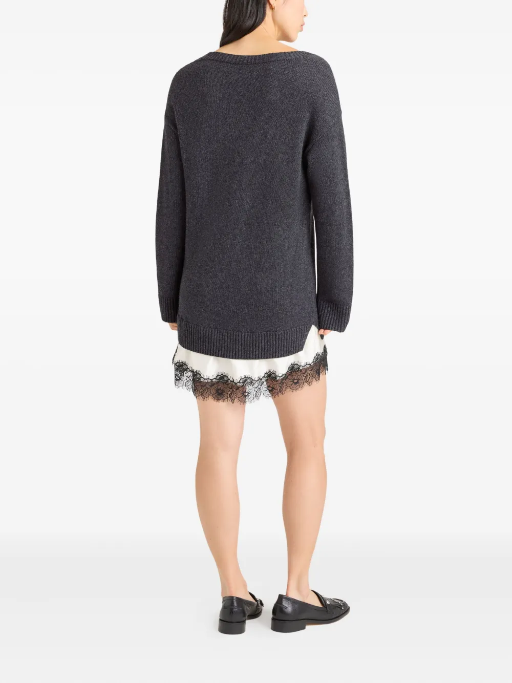 Cinq À Sept Simona Lace-trim Dress In Gray
