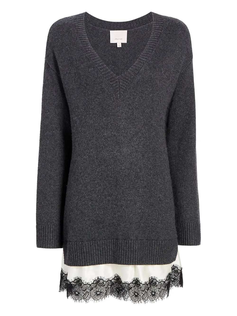 Cinq À Sept Simona Lace-trim Dress In Gray