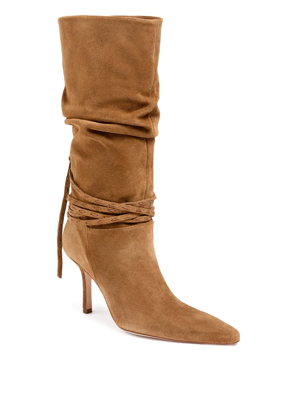 Cinq À Sept Samina Ruched Knee High Boot In Brown
