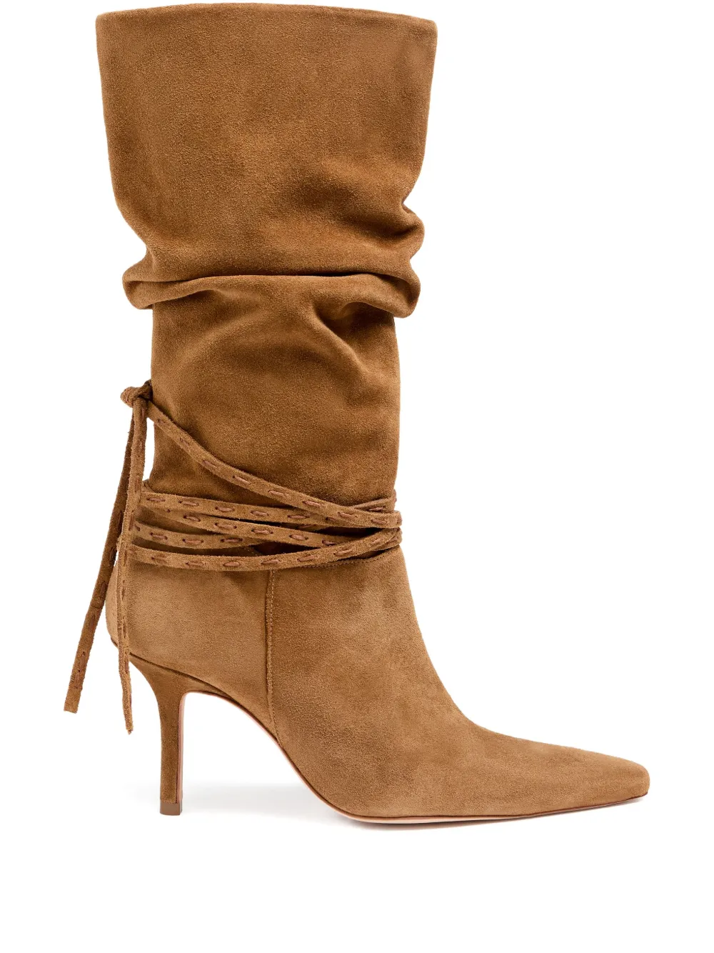 Cinq À Sept Samina Ruched Knee High Boot In Brown