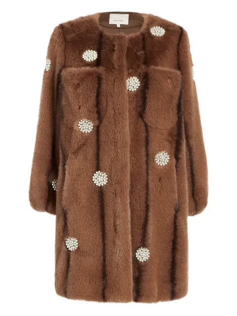 Cinq A Sept pearl-embellished faux-fur coat
