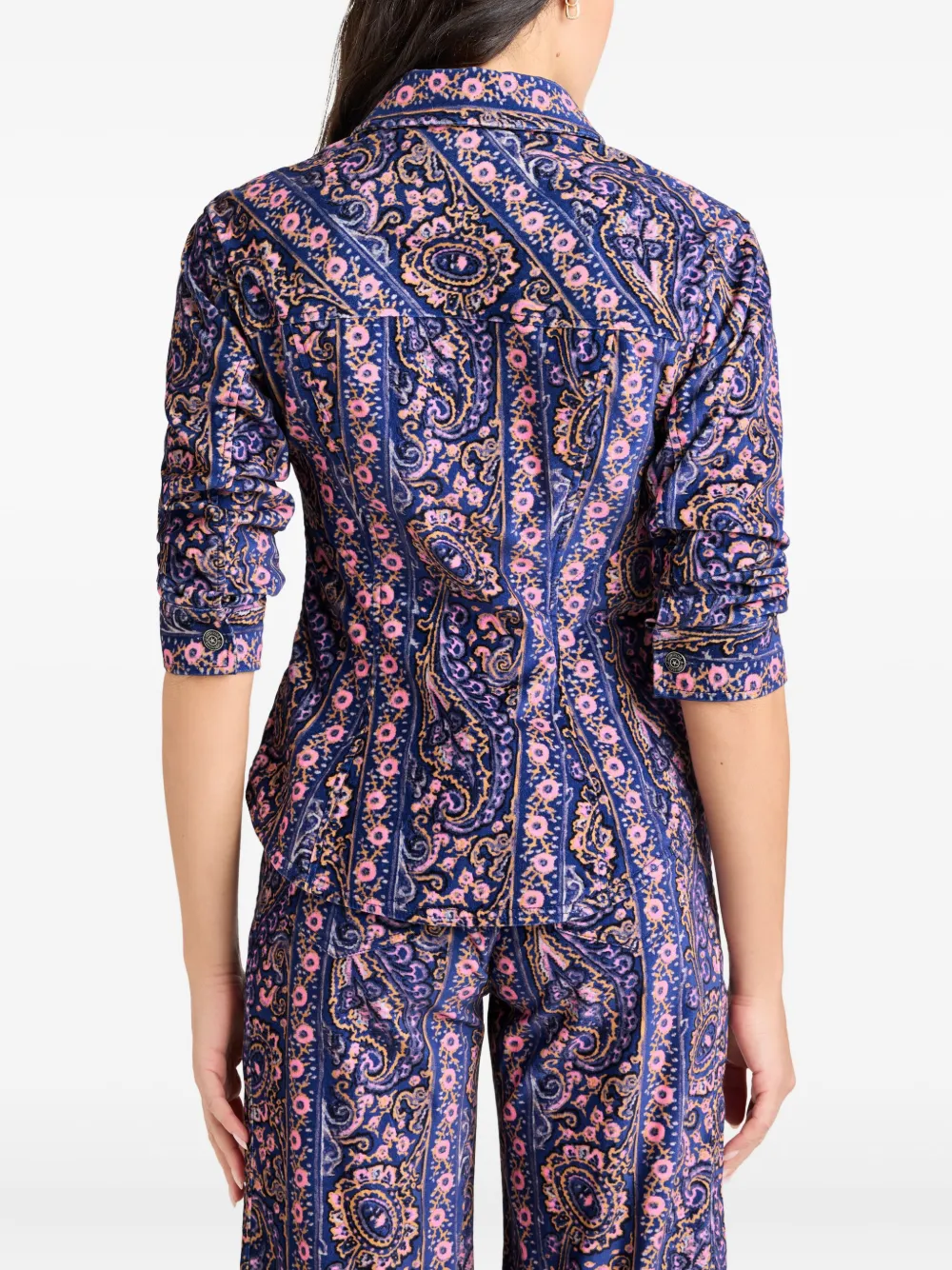 Cinq A Sept Canyon fluwelen jack met paisley Blauw