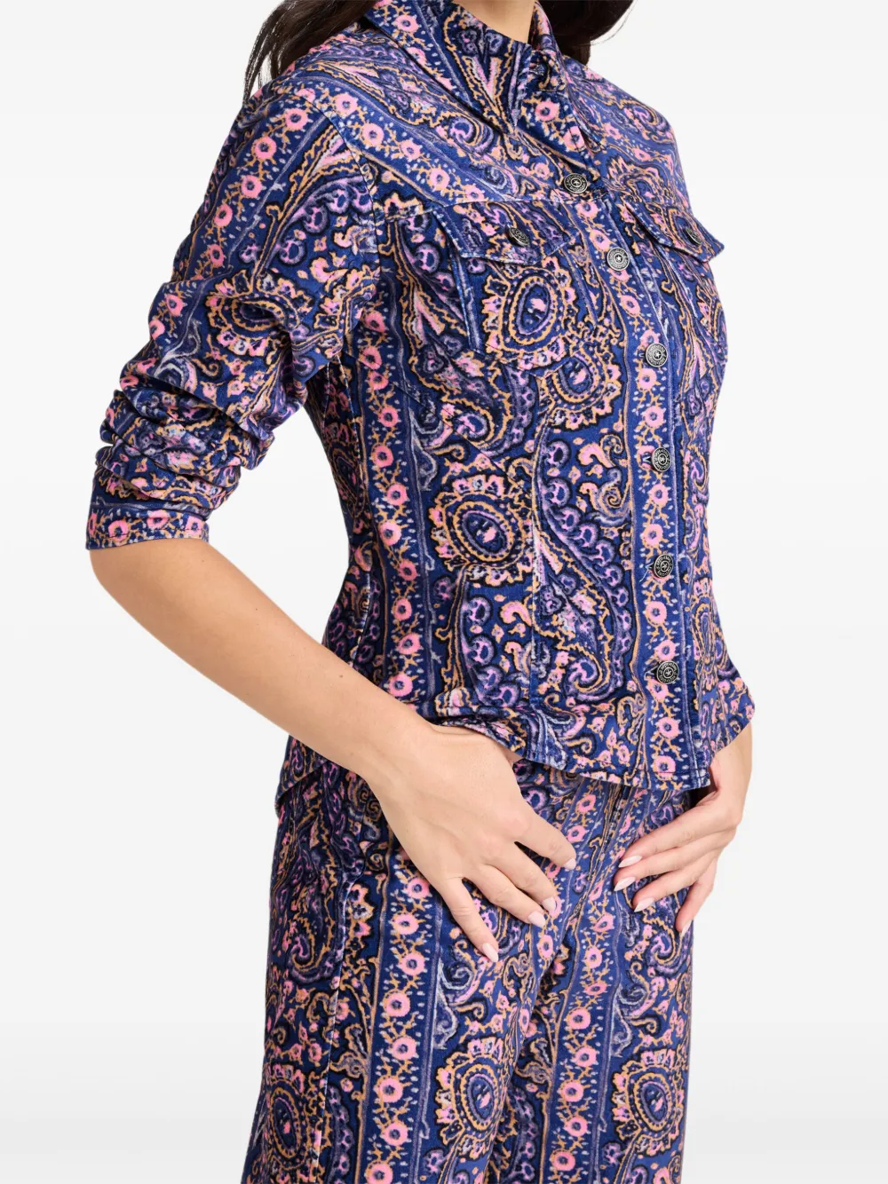 Cinq A Sept Canyon fluwelen jack met paisley Blauw