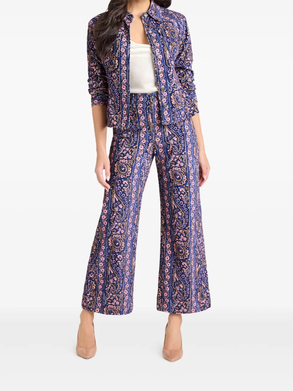 Cinq A Sept Canyon fluwelen jack met paisley Blauw