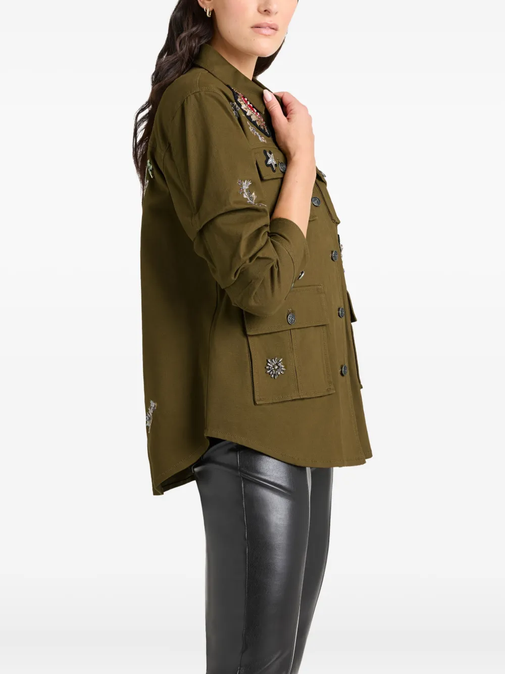 Cinq A Sept Vera jack met geborduurde patch Groen