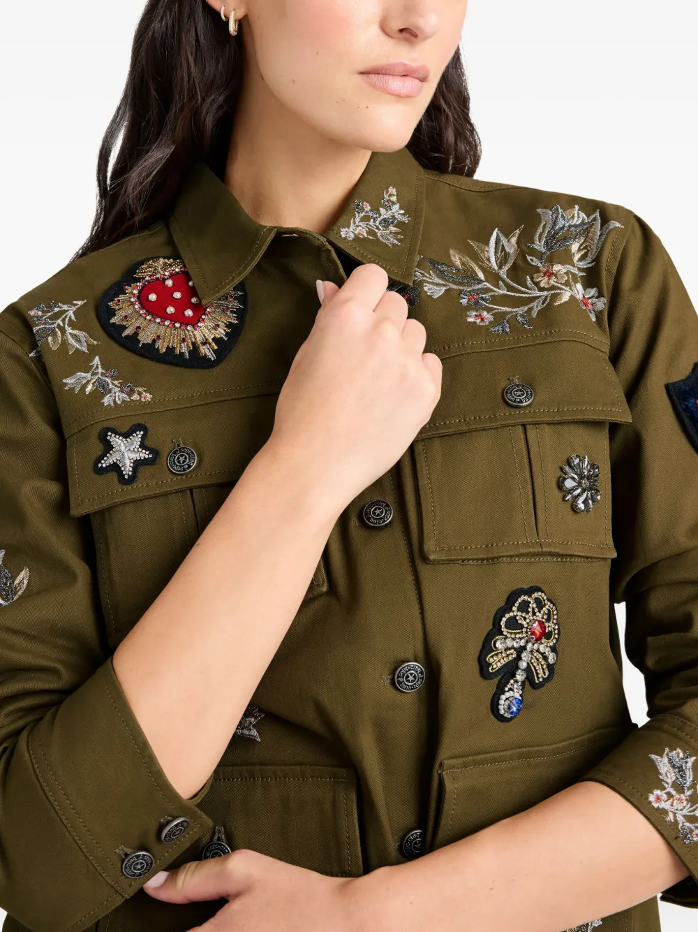 Cinq A Sept Vera jack met geborduurde patch Groen