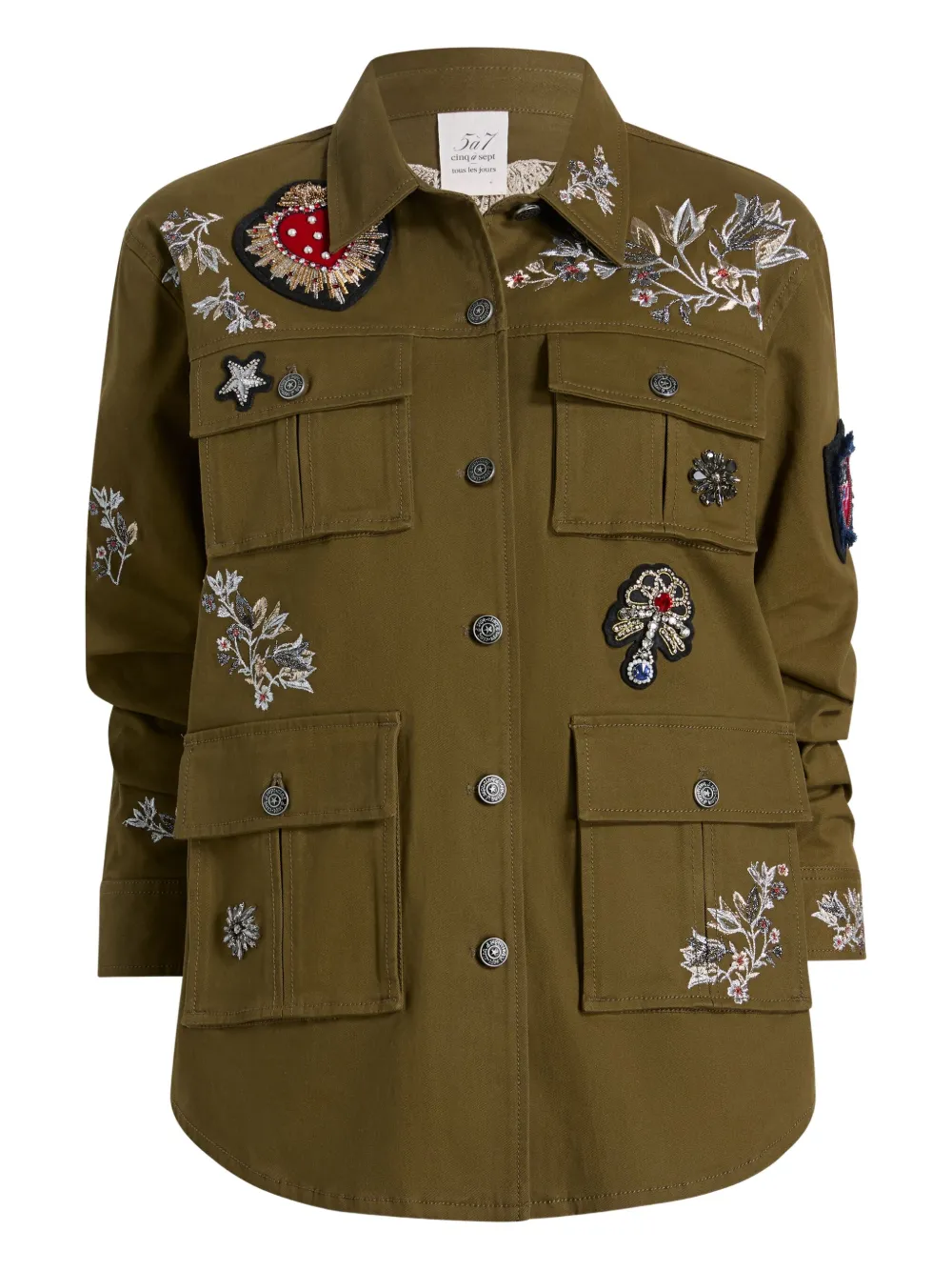 Cinq A Sept Vera embroidered-patch jacket | Green | Image 1