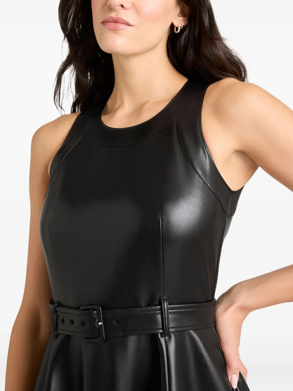 Cinq À Sept Vegan Leather Zelda Midi Dress In Black