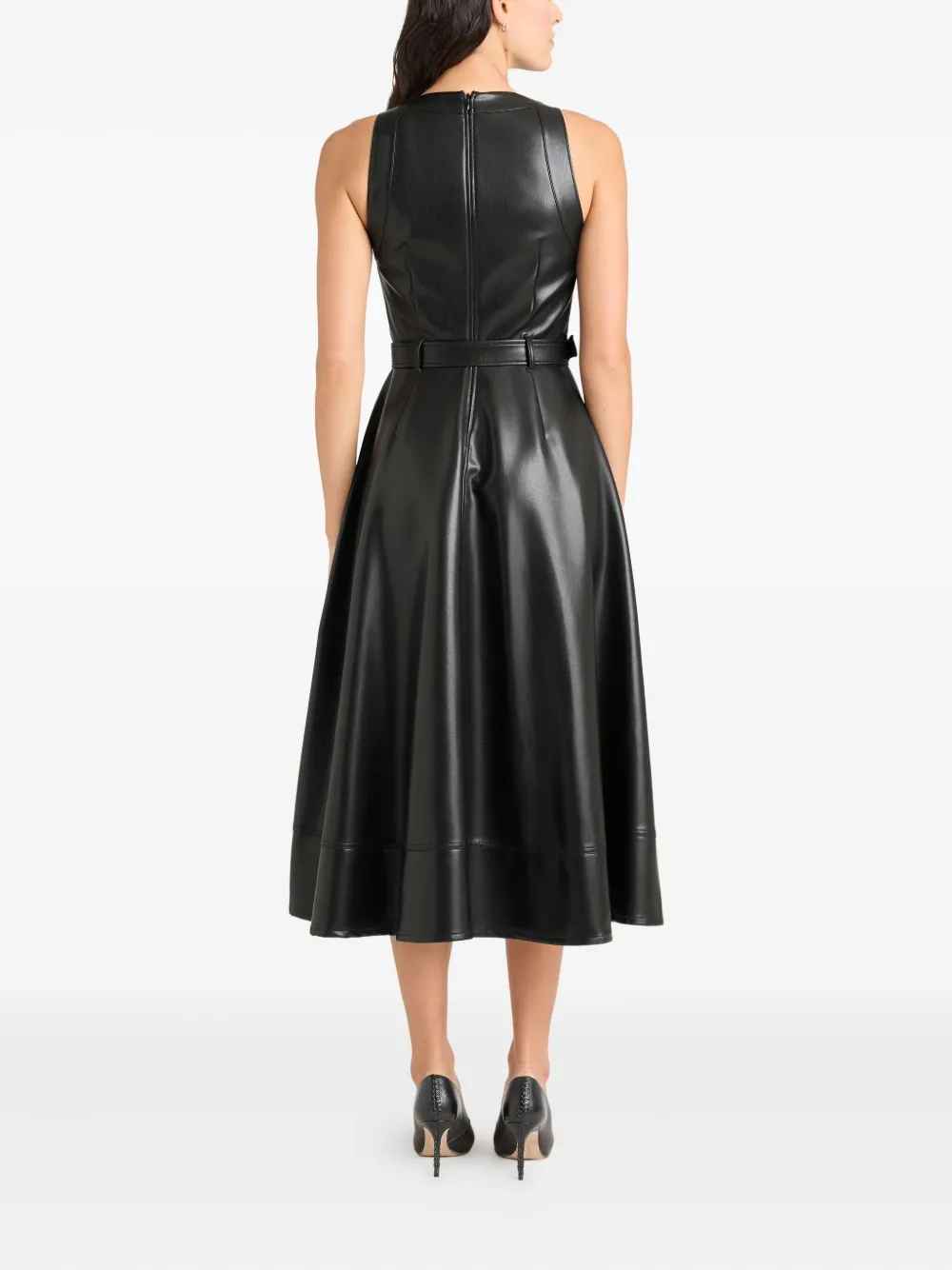 Cinq À Sept Vegan Leather Zelda Midi Dress In Black