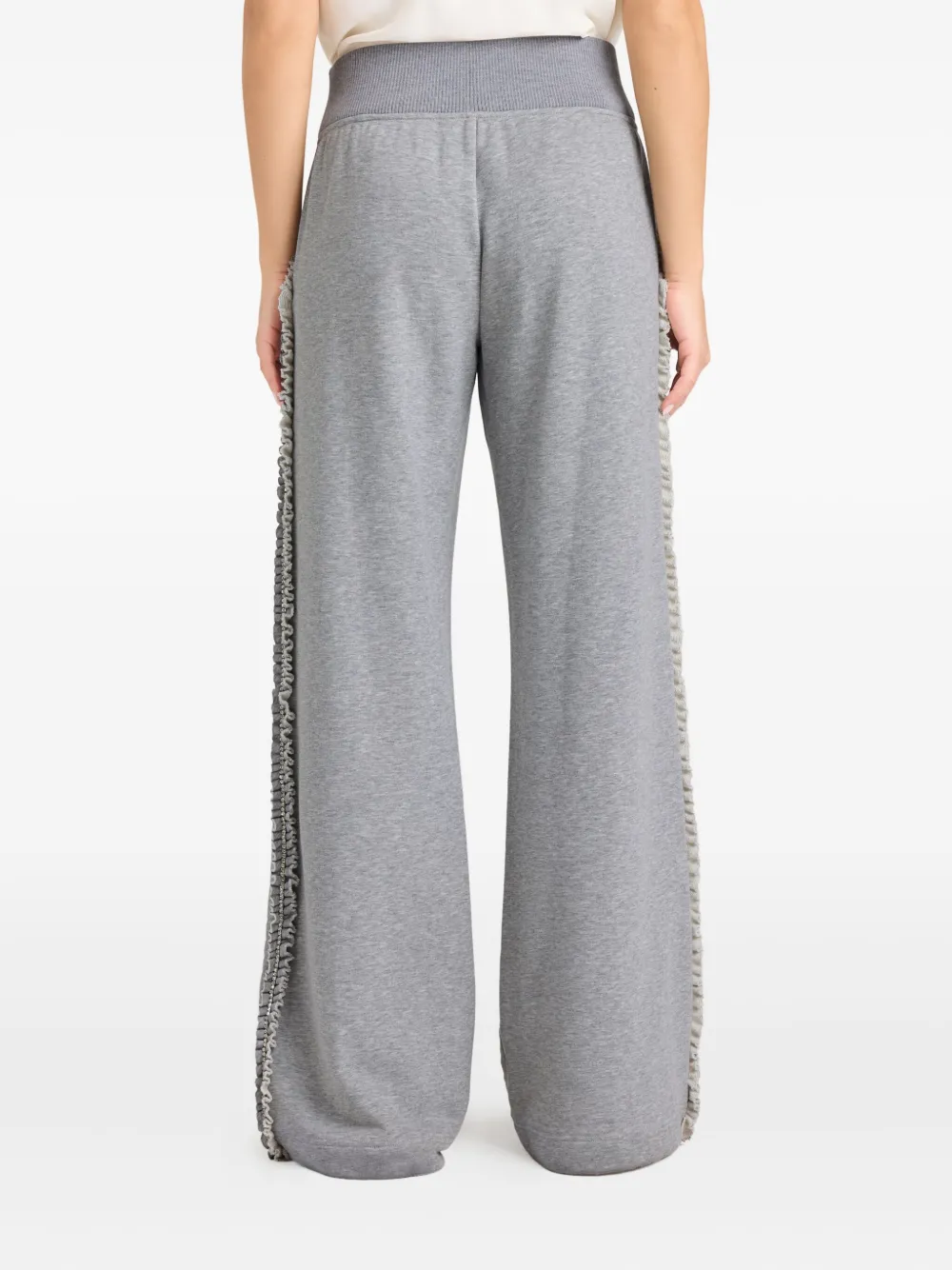 Cinq À Sept Maddie Ruffle Rhinestone Track Pants In Gray