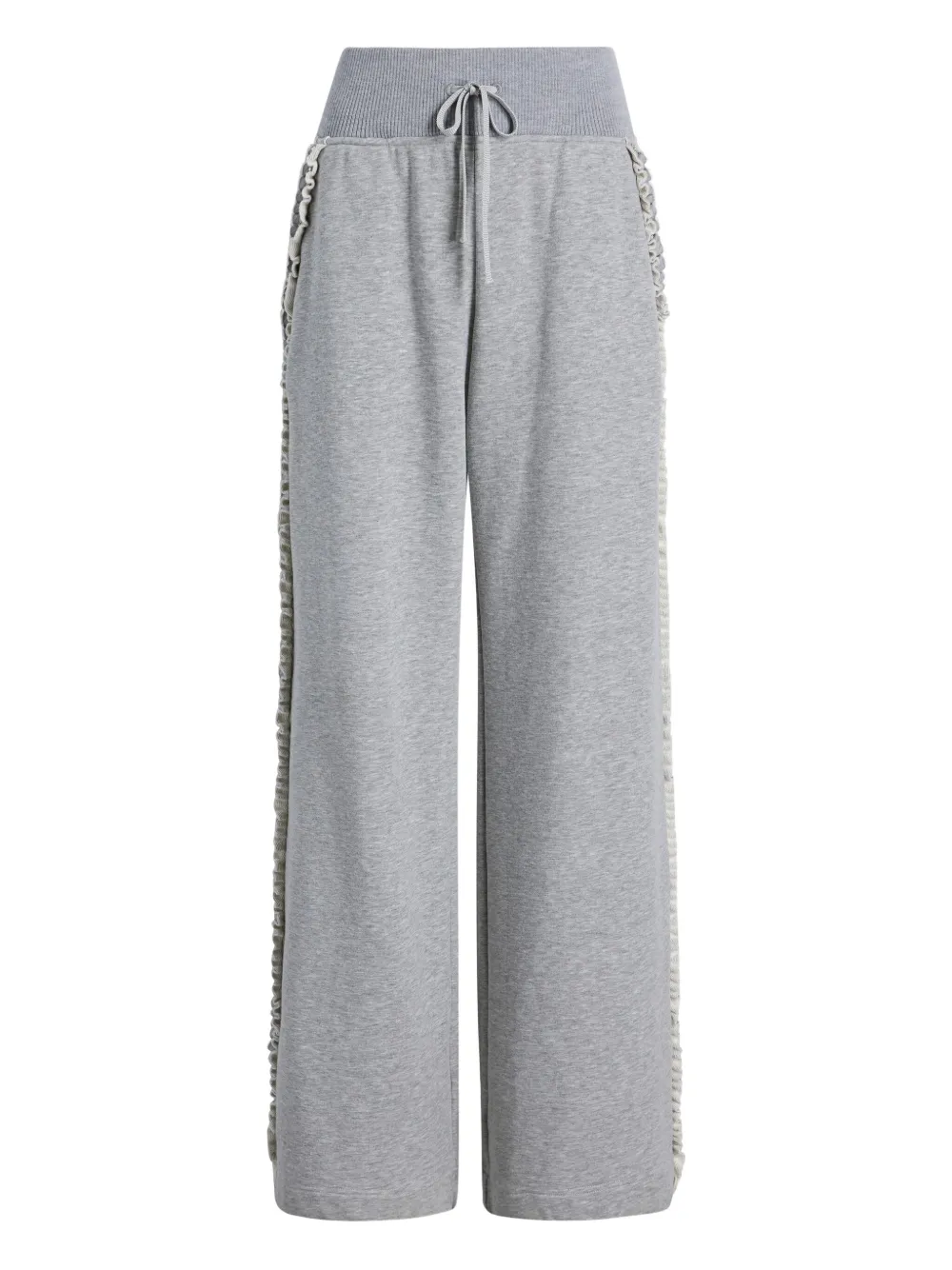 Cinq À Sept Maddie Ruffle Rhinestone Track Pants In Gray