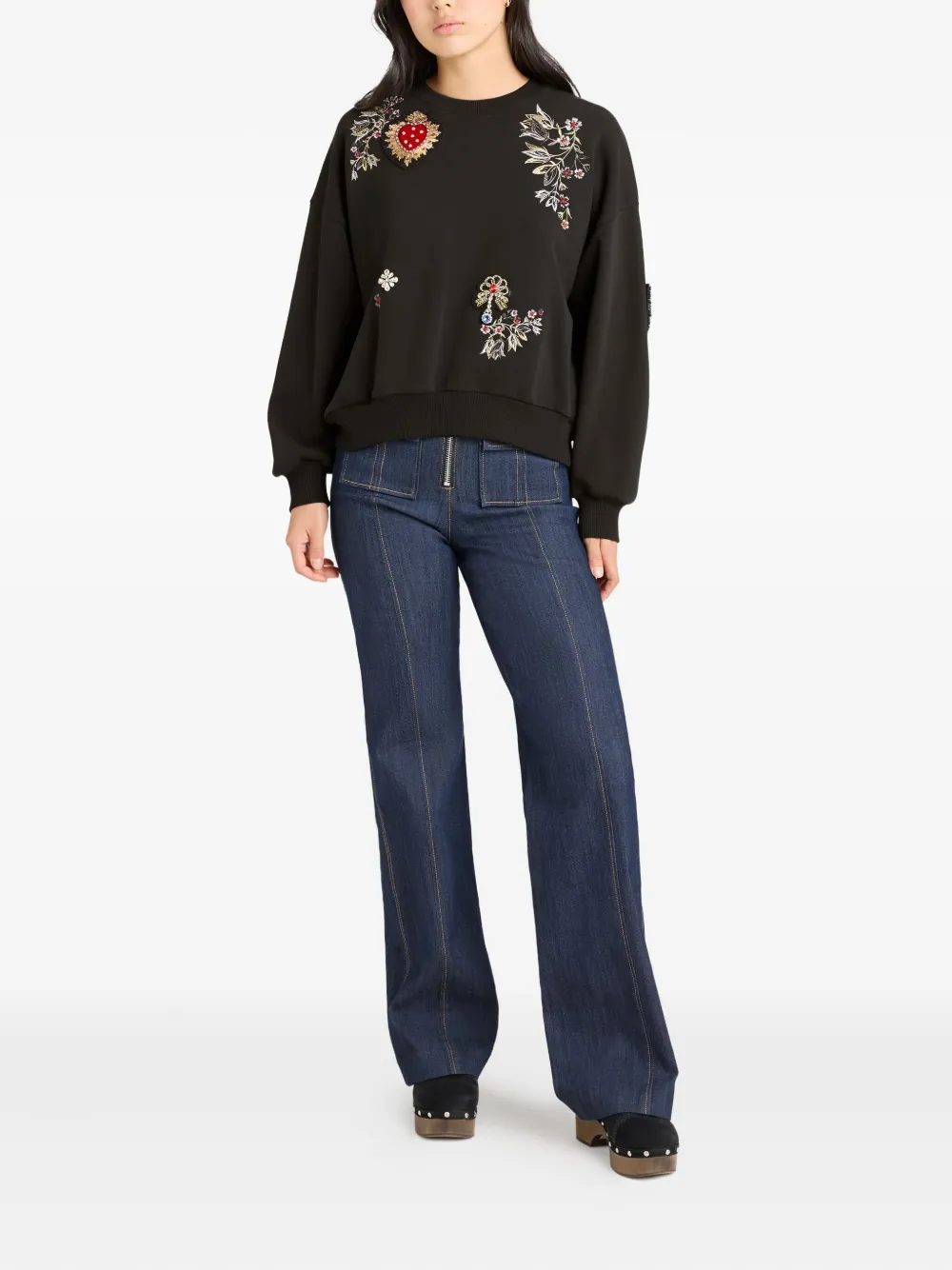 Cinq A Sept Heritage trui met borduurwerk Zwart