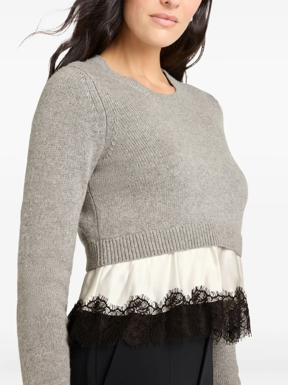 Cinq A Sept Zyla pullover met kanten afwerking Grijs