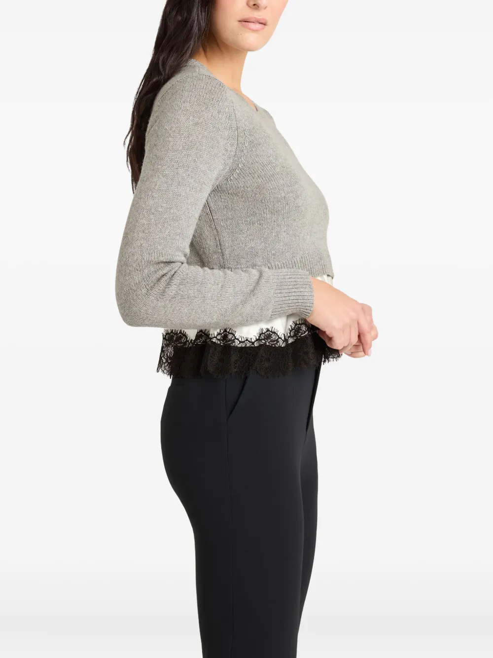 Cinq A Sept Zyla pullover met kanten afwerking Grijs