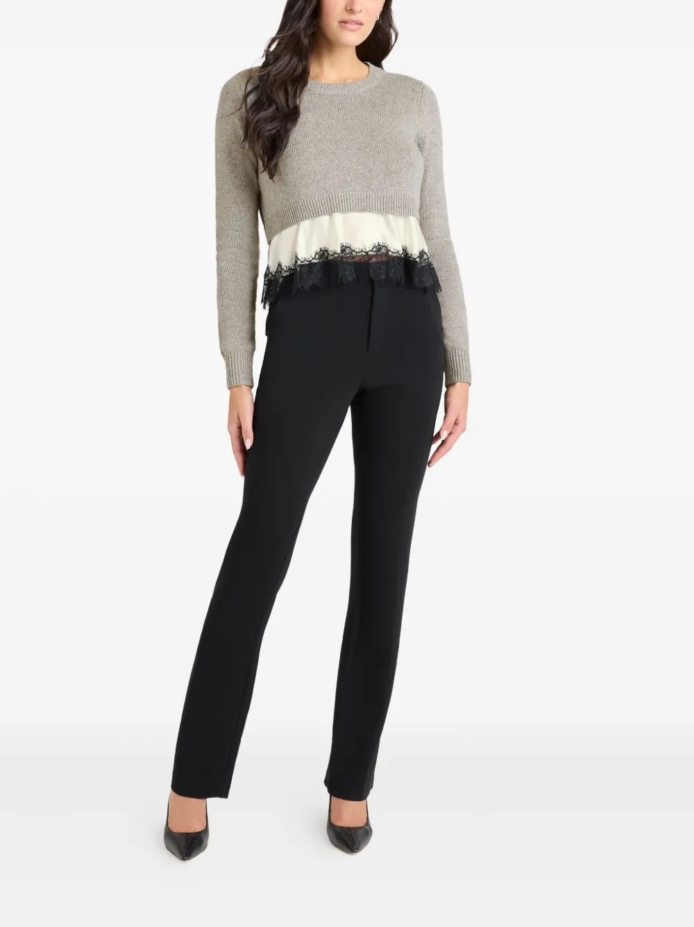 Cinq A Sept Zyla pullover met kanten afwerking Grijs