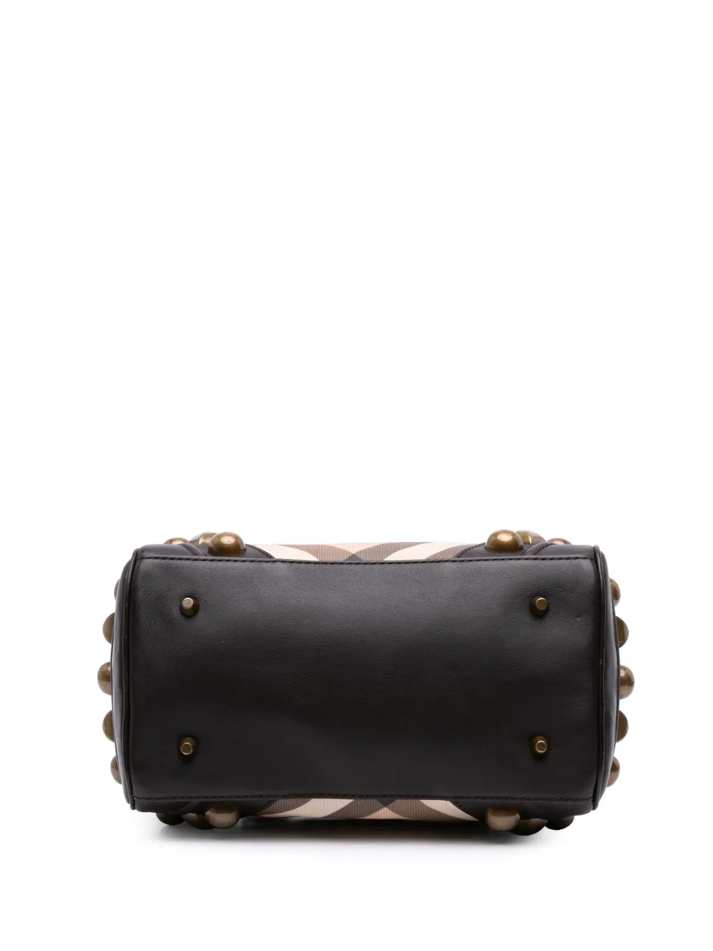 Pre-owned Burberry 2000-2017 Supernova Check Canvas Mega Stud Chester Boston Bag In Brown