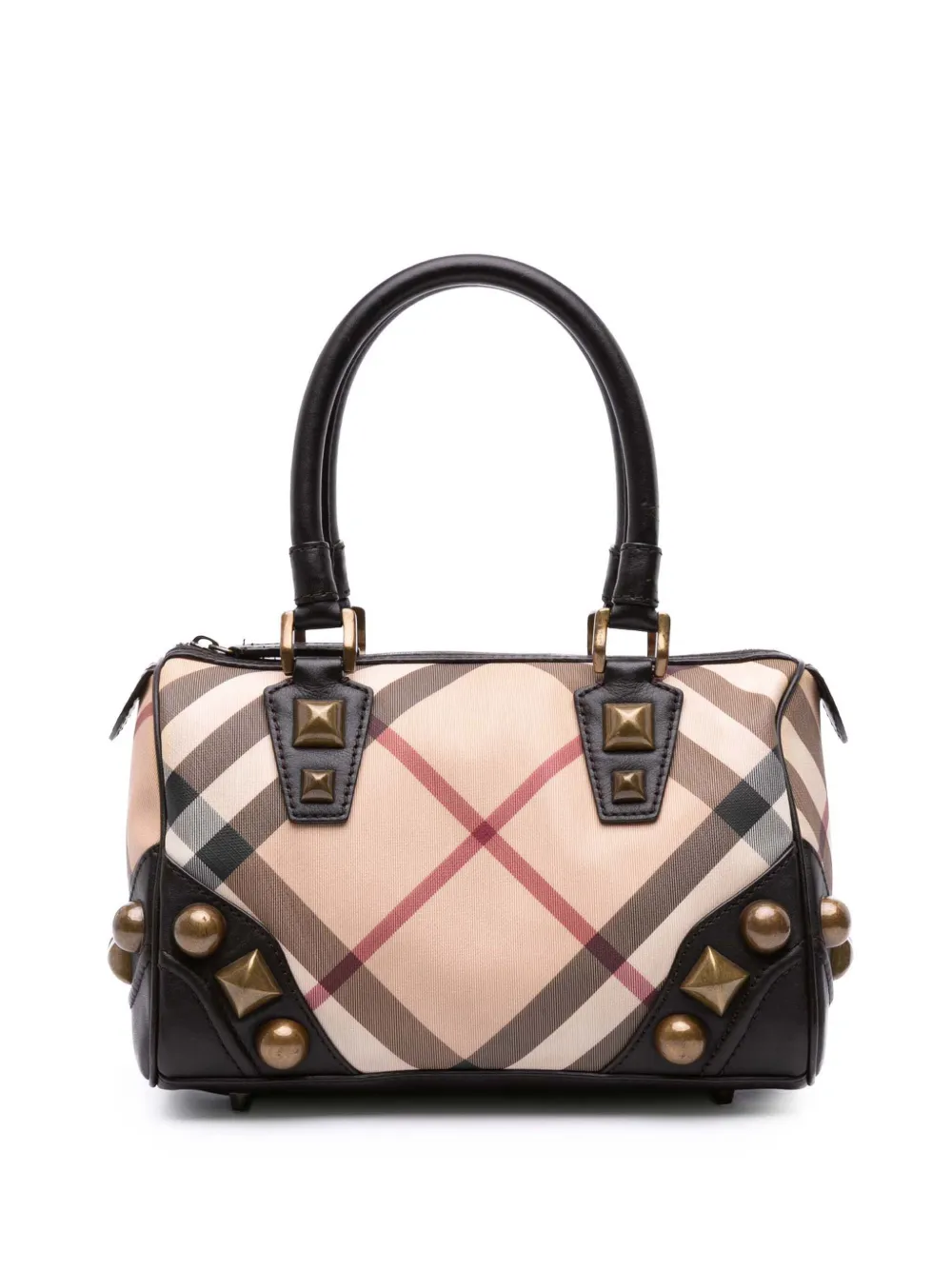 Burberry Pre-Owned 2000-2017 Supernova Check Canvas Mega Stud Chester boston bag | Brown | Image 1