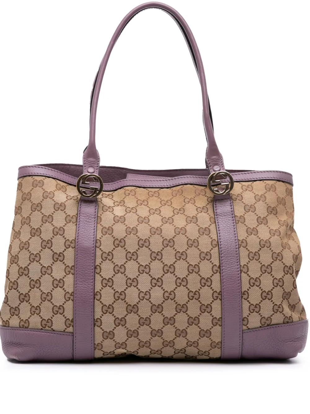 Pre-owned Gucci 2016-2025 Gg Canvas Miss Gg Tote Bag In Brown