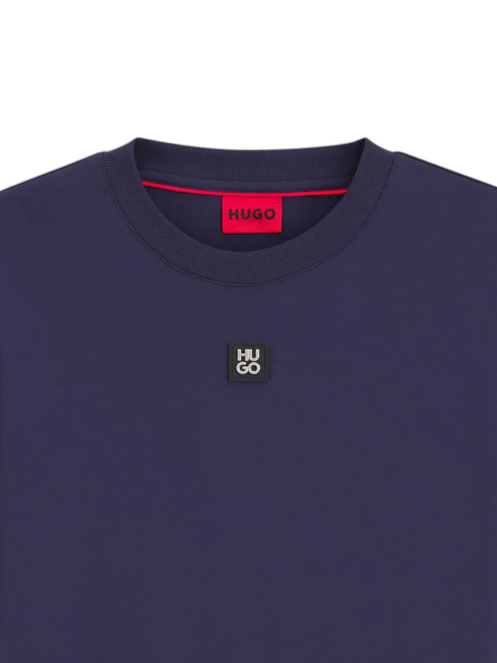 HUGO Katoenen T-shirt met logopatch - Blauw