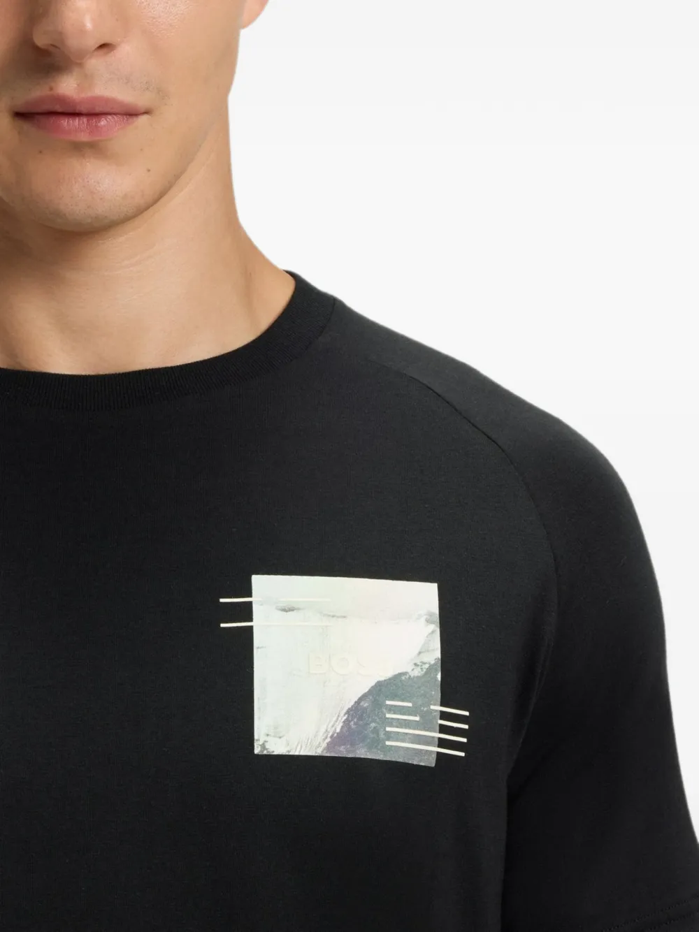 BOSS T-shirt met grafische print Zwart