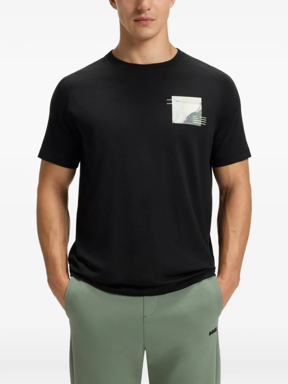 BOSS T-shirt met grafische print Zwart