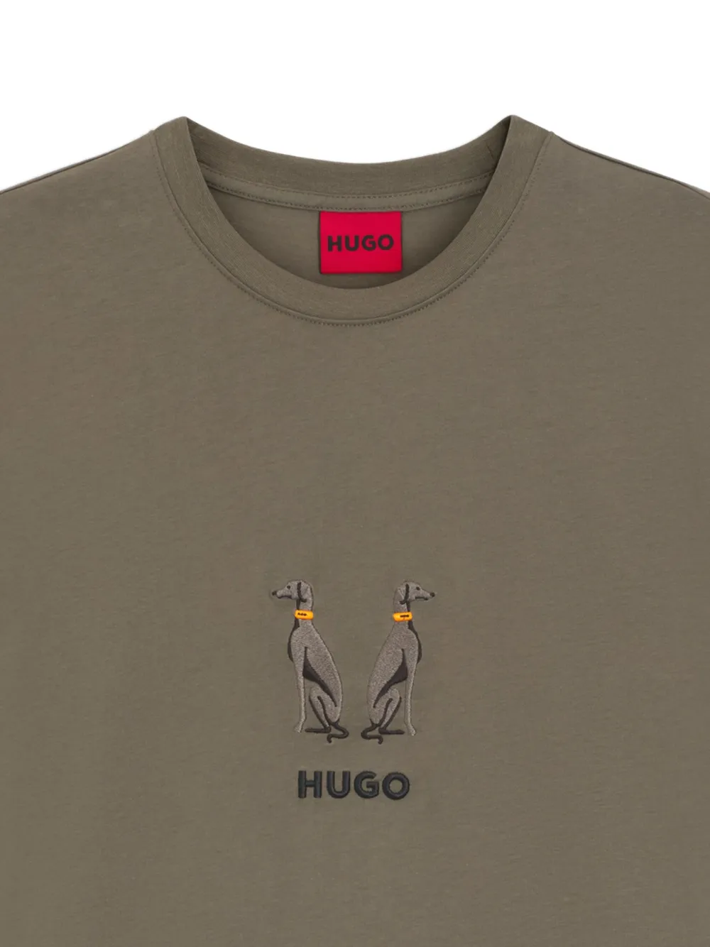 HUGO Dugolini T-shirt met geborduurde hond - Groen